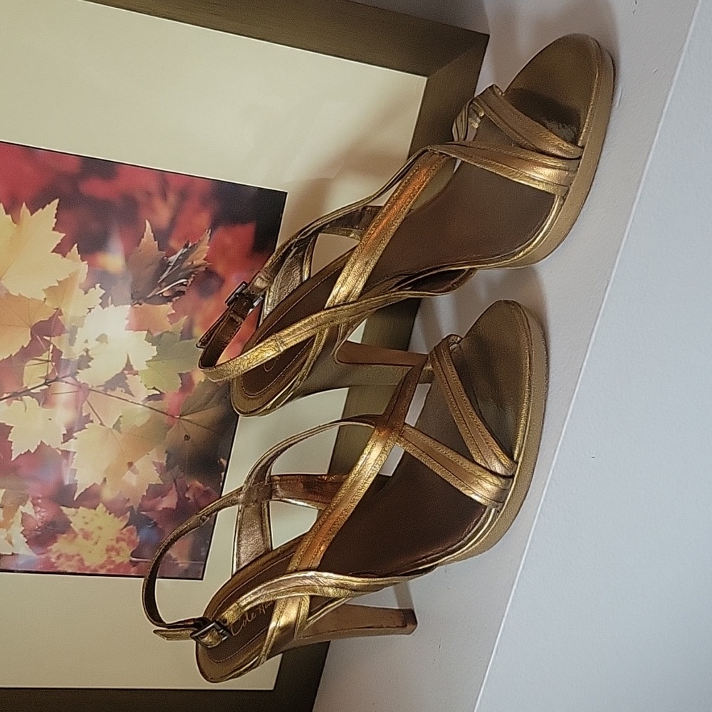 Gold Cole Haan scrappy heels. Size 10